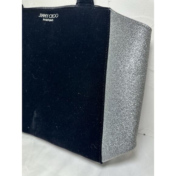 Jimmy Choo Parfums Promo Tote Shoulder Bag Black Velvet Silver Glitter Large NWT - Picture 4 of 6